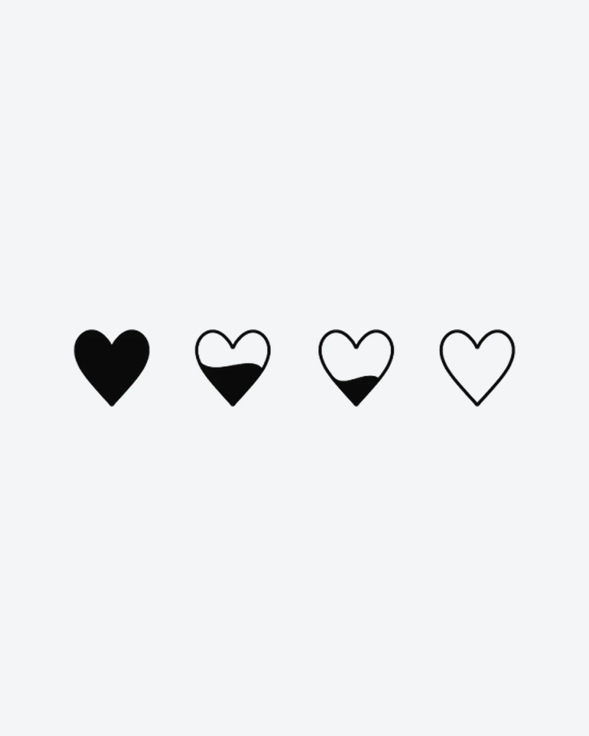 Love Meter 2 semi-permanent tattoo design by INKY – Fine Line, Heart illustration, 2 x 2 in (4x4 cm), available at inkytatt.com