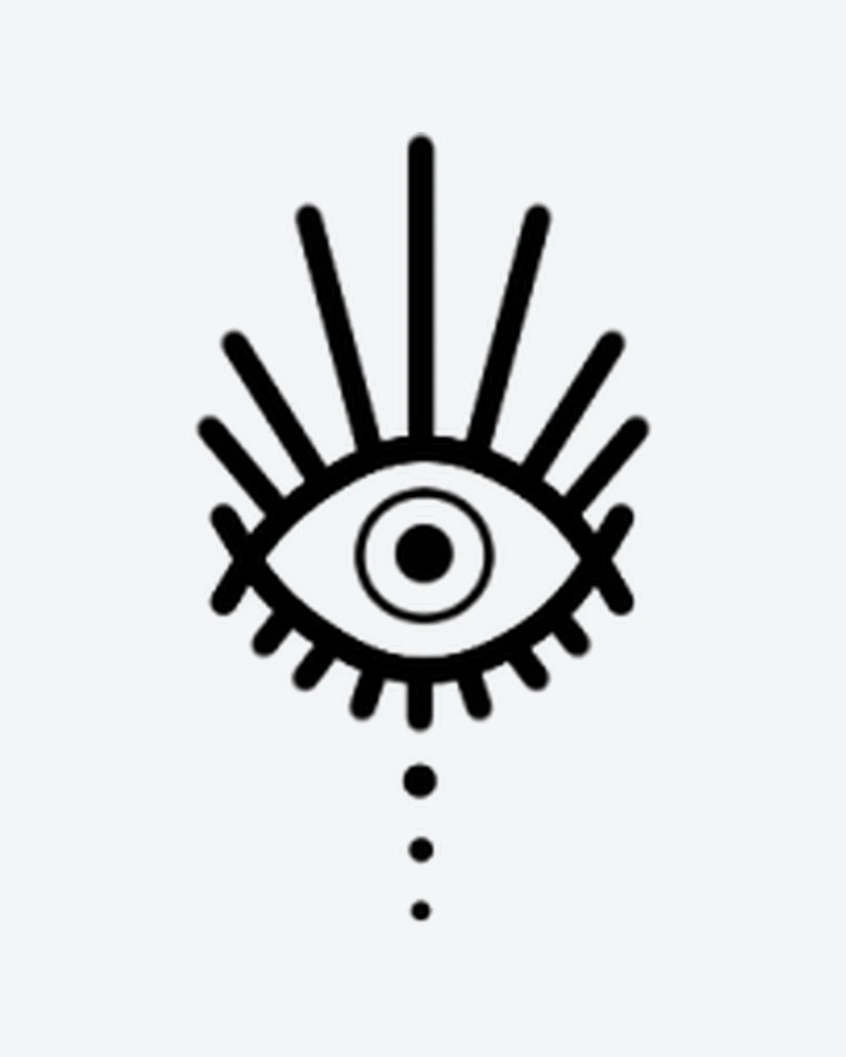 Protective Ey semi-permanent tattoo design by INKY – Evil Eye, Dots, Lines illustration, 0.5 x 0.5 in (1x1 cm), available at inkytatt.com