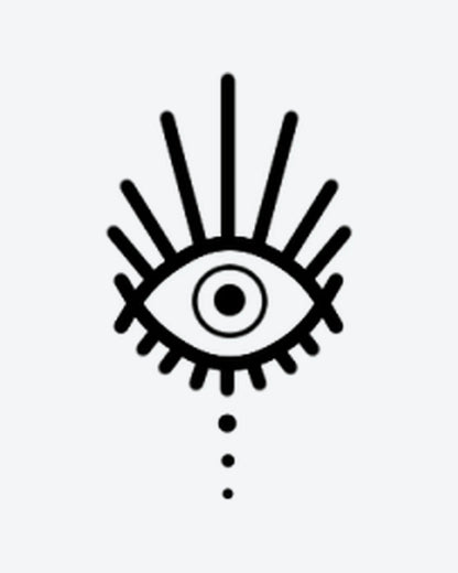 Protective Ey semi-permanent tattoo design by INKY – Evil Eye, Dots, Lines illustration, 0.5 x 0.5 in (1x1 cm), available at inkytatt.com
