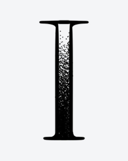 Initials 1 semi-permanent tattoo design by INKY – Dots, Dotwork illustration, 2 x 2 in (4x4 cm), available at inkytatt.com