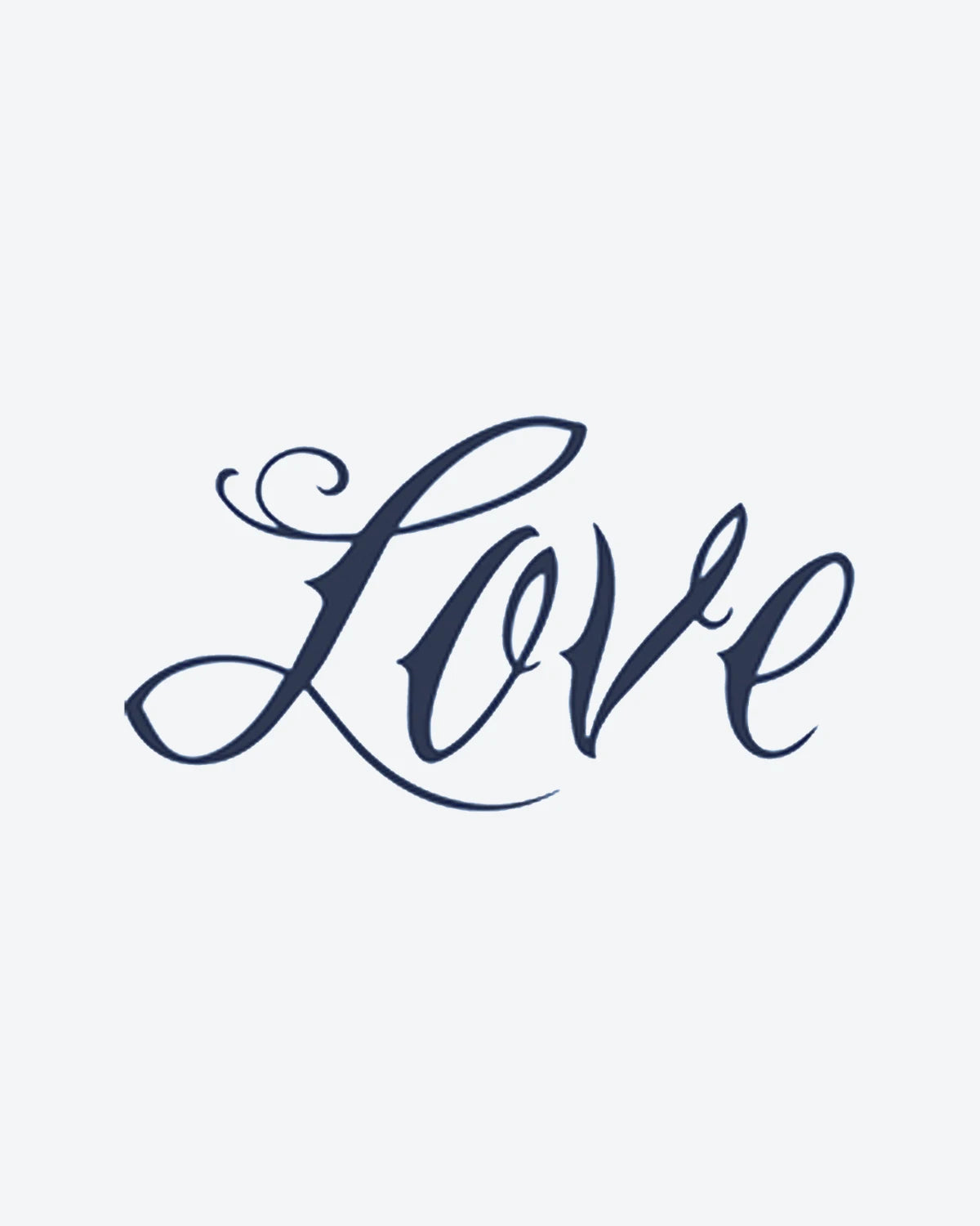 Love Script semi-permanent tattoo design by INKY – Love Script illustration, 0.5 x 0.5 in (1x1 cm), available at inkytatt.com