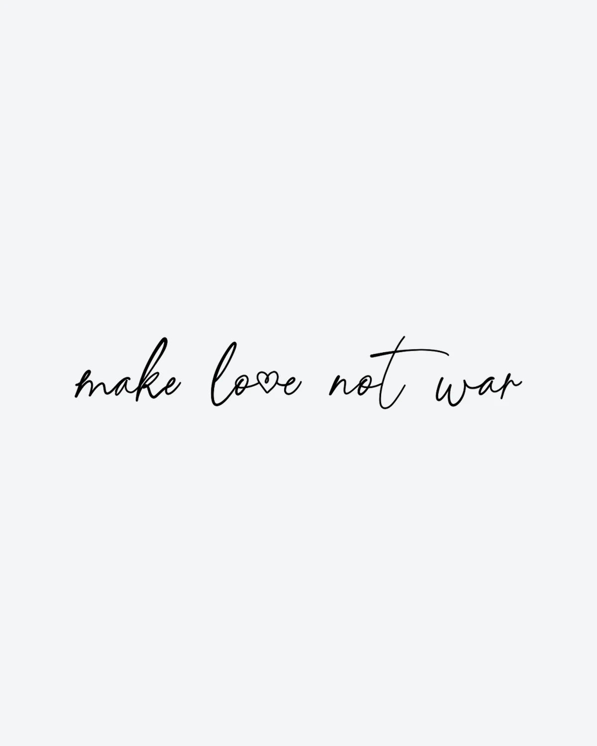 Love Not War 2 semi-permanent tattoo design by INKY – Fine Line, Heart illustration, 2 x 2 in (4x4 cm), available at inkytatt.com