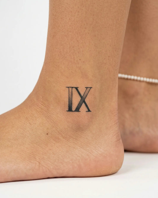 INKY Dotwork 9 semi-permanent tattoo applied on a woman – 2 x 2 in (4x4 cm) design, realistic ink look, lasts 10 days