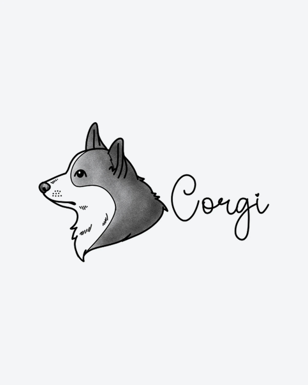 Corgi Love semi-permanent tattoo design by INKY – Eye illustration, 2 x 4 in (6x10 cm), available at inkytatt.com