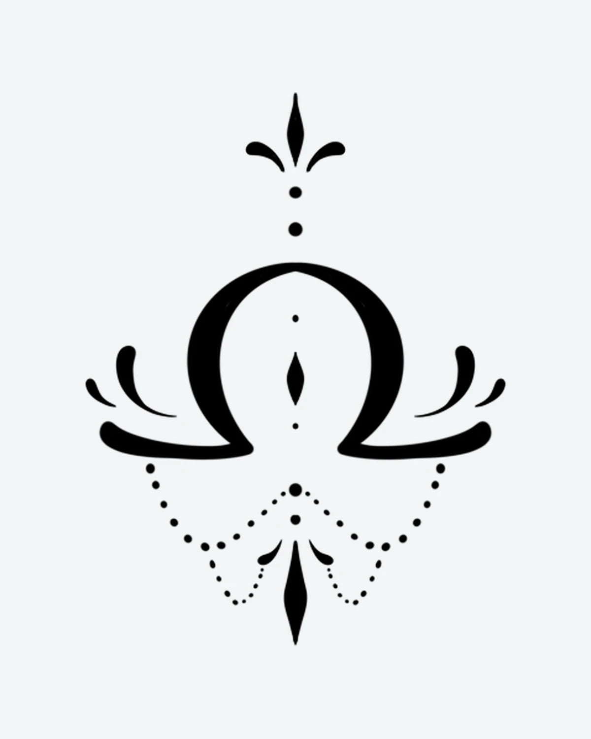 Libra 2 semi-permanent tattoo design by INKY – Arrow, Diamond, Chain, Dots, Dotwork illustration, 2 x 2 in (4x4 cm), available at inkytatt.com