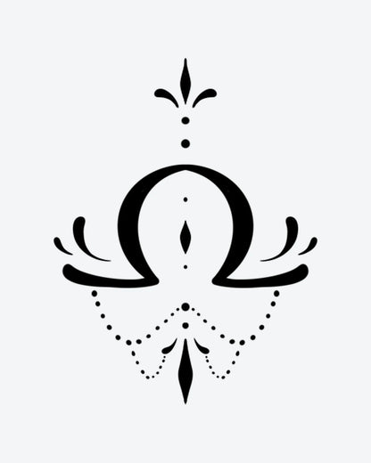 Libra 2 semi-permanent tattoo design by INKY – Arrow, Diamond, Chain, Dots, Dotwork illustration, 2 x 2 in (4x4 cm), available at inkytatt.com