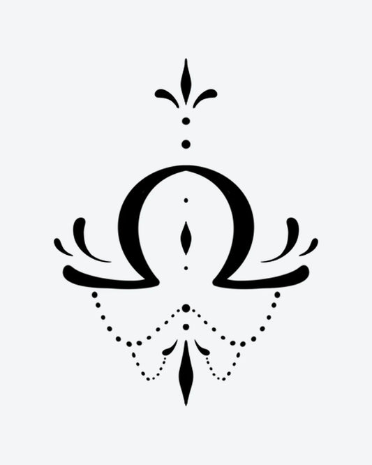 Libra 2 semi-permanent tattoo design by INKY – Arrow, Diamond, Chain, Dots, Dotwork illustration, 2 x 2 in (4x4 cm), available at inkytatt.com
