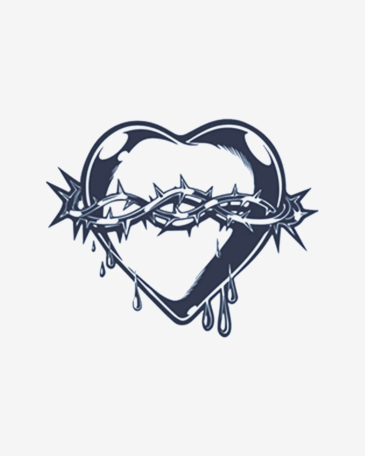 Bleeding Hear semi-permanent tattoo design by INKY – Heart, Crown illustration, 2 x 2 in (4x4 cm), available at inkytatt.com