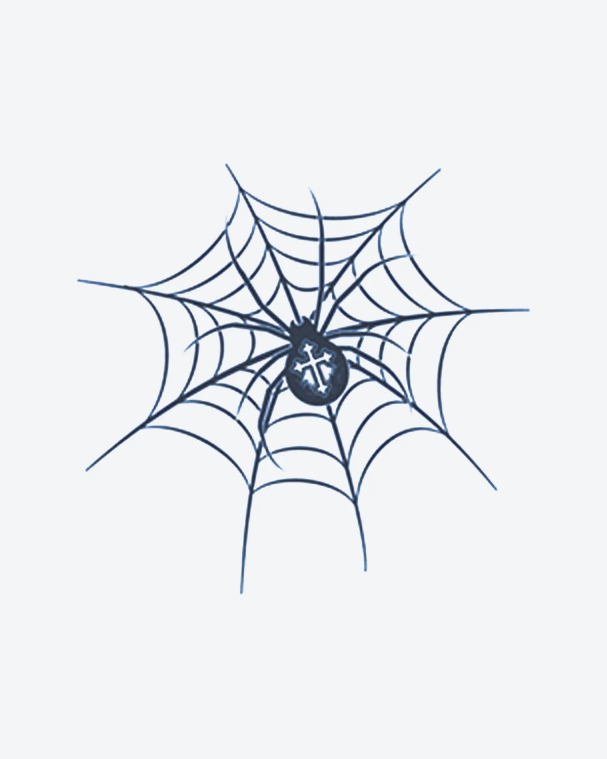 Dark Web semi-permanent tattoo design by INKY – Fine Line, Spider, Cross illustration, 3 x 3 in (7x7 cm), available at inkytatt.com