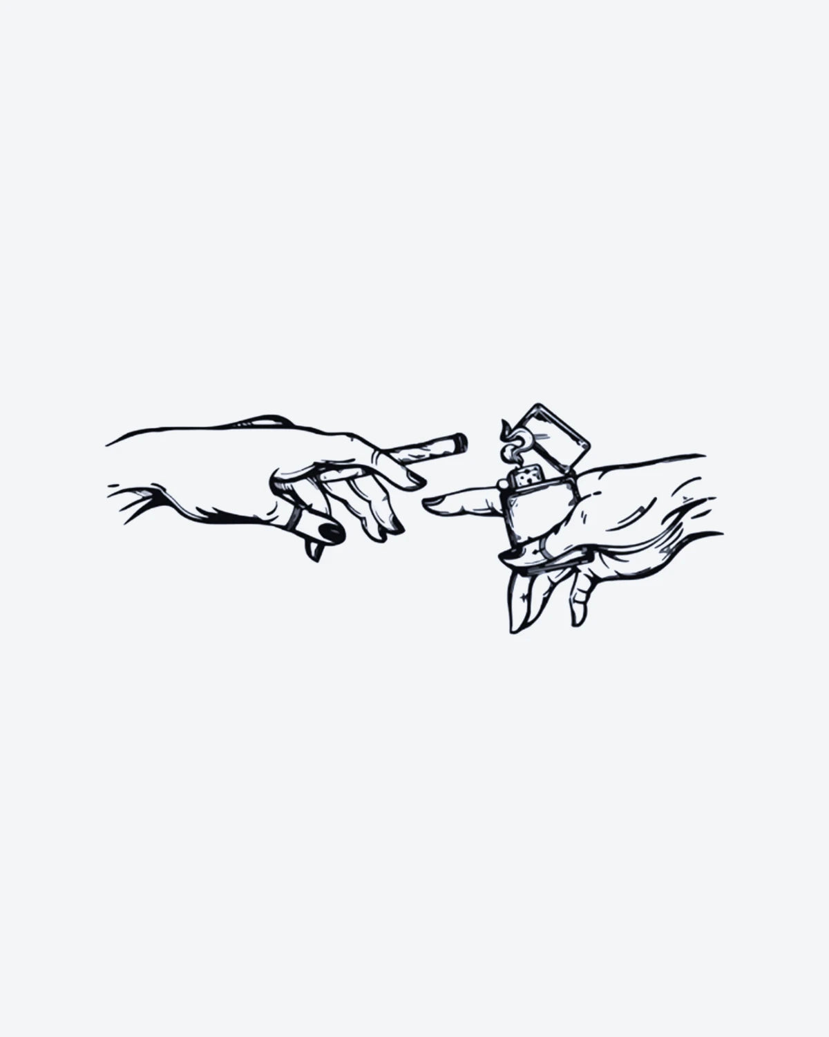 Fire Touch semi-permanent tattoo design by INKY – Line Art, Fine Line, Hand illustration, 3 x 3 in (7x7 cm), available at inkytatt.com