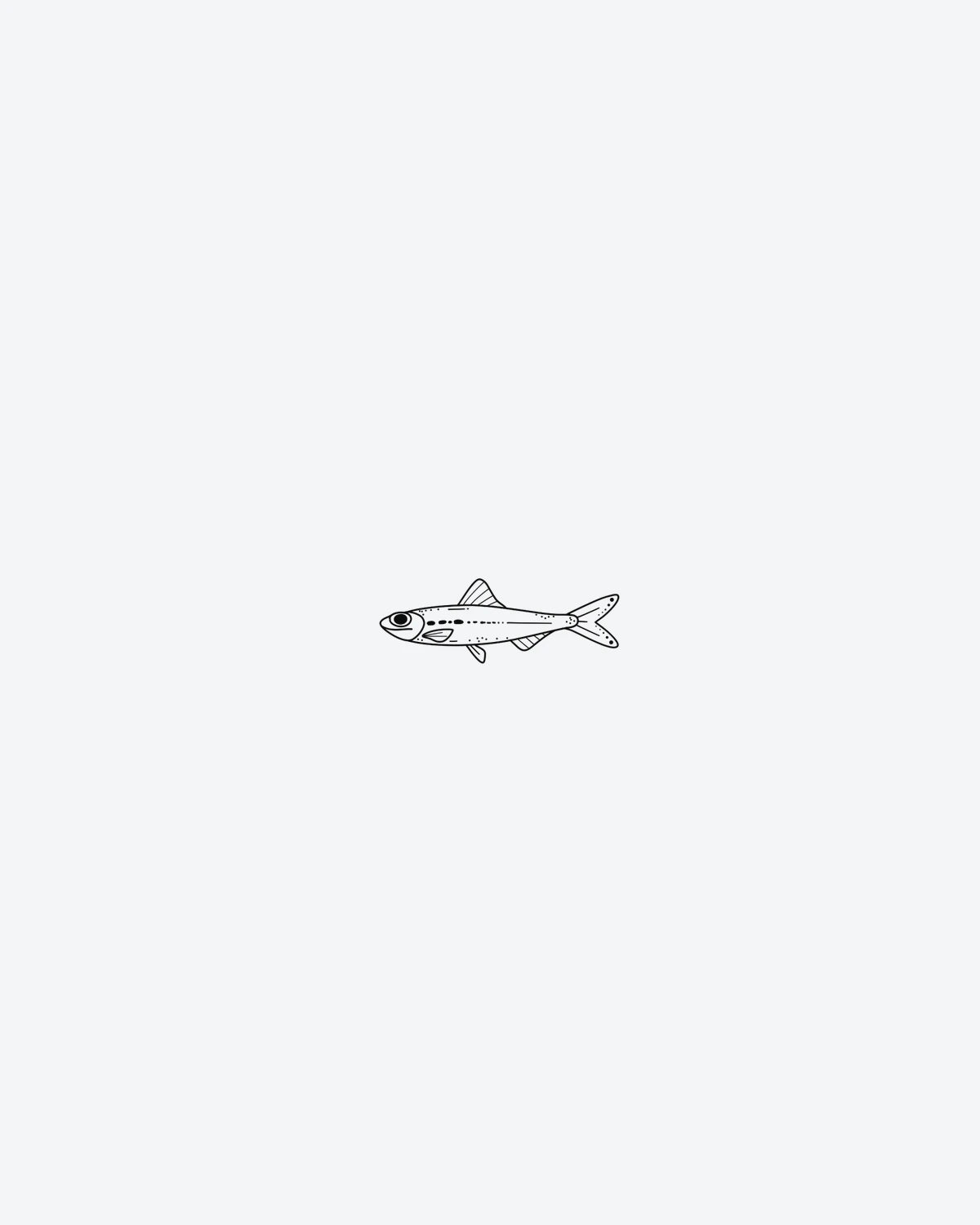Little Fish 2 semi-permanent tattoo design by INKY – Fish, Eye, Ocean illustration, 2 x 2 in (4x4 cm), available at inkytatt.com