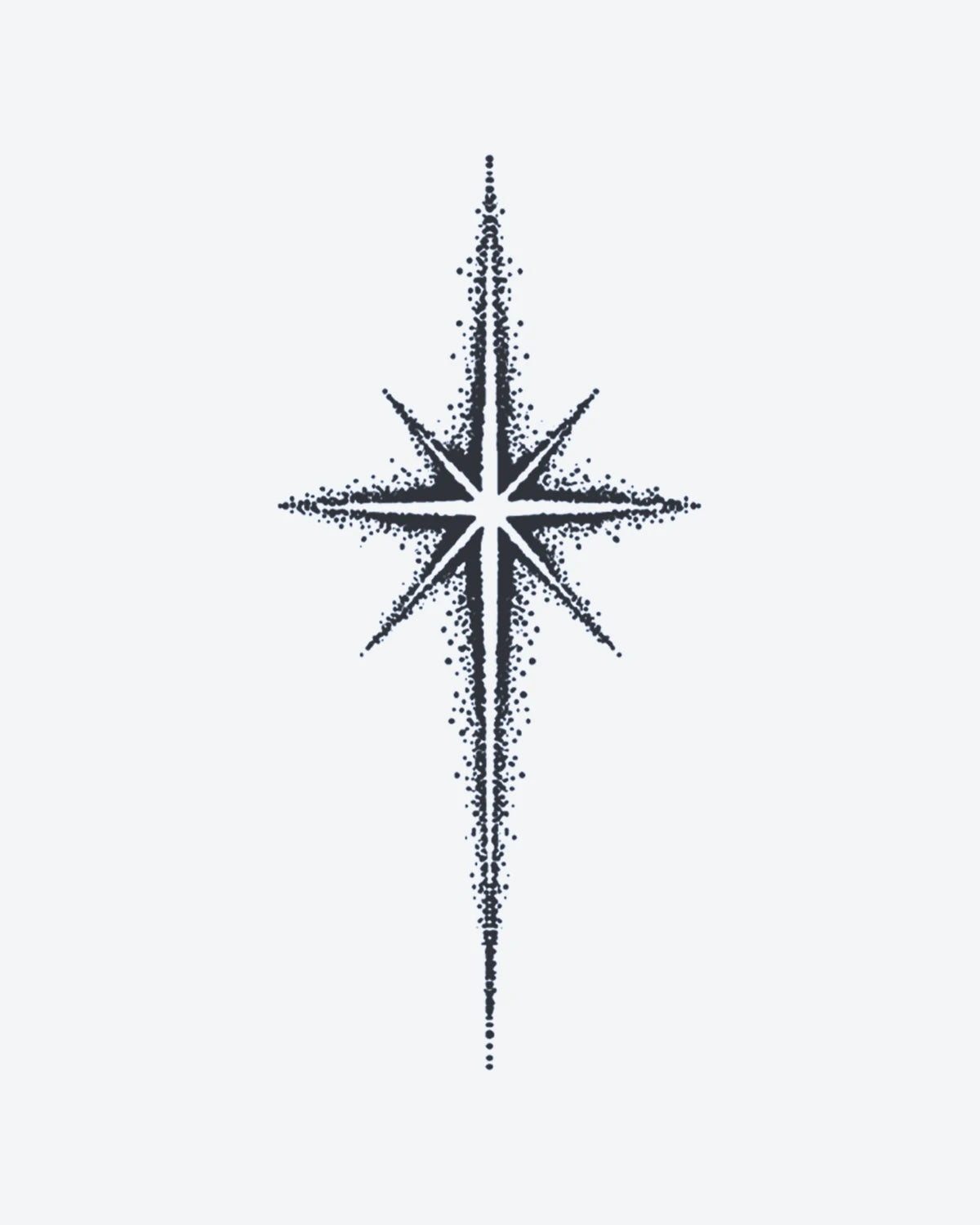 Starlight semi-permanent tattoo design by INKY – Star, Dots, Dotwork illustration, 2 x 4 in (6x10 cm), available at inkytatt.com