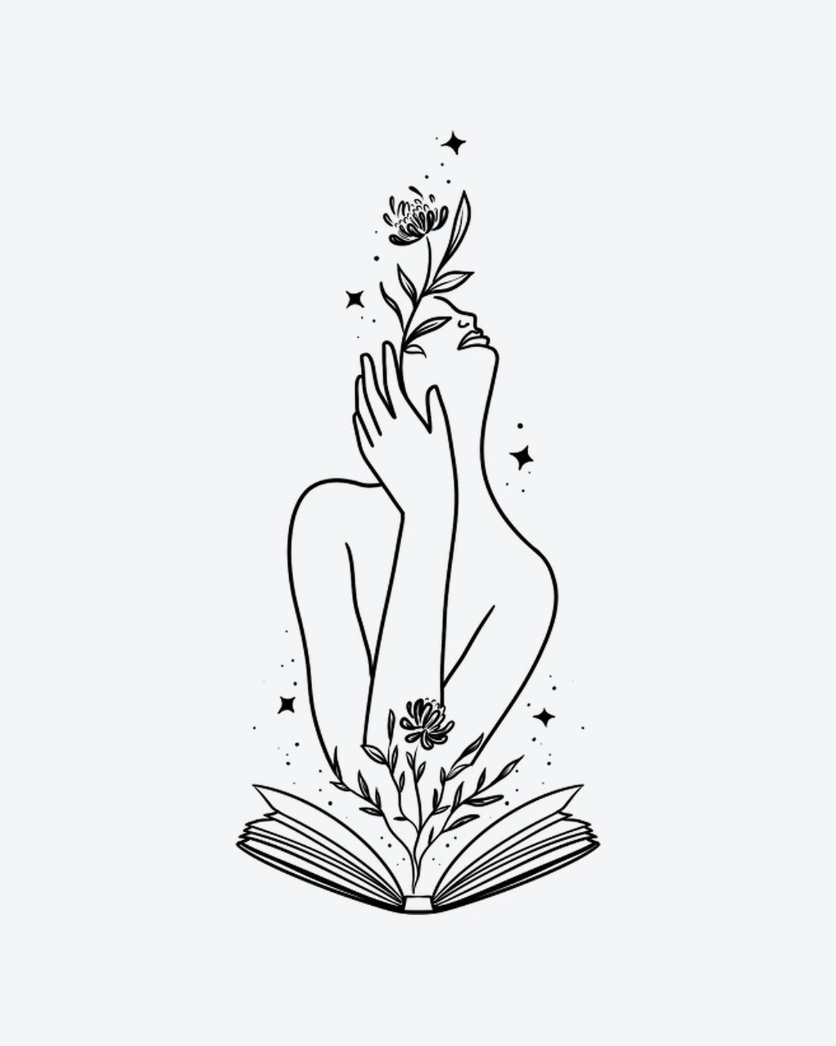 Inner Bloom 3 semi-permanent tattoo design by INKY – Fine Line, Flower, Star, Dots, Face illustration, 2 x 4 in (6x10 cm), available at inkytatt.com