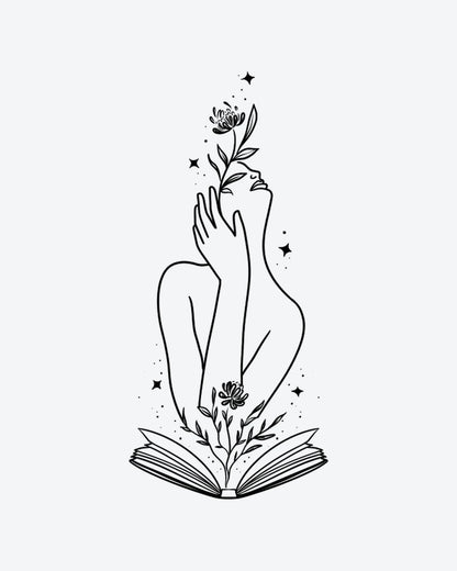 Inner Bloom 3 semi-permanent tattoo design by INKY – Fine Line, Flower, Star, Dots, Face illustration, 2 x 4 in (6x10 cm), available at inkytatt.com
