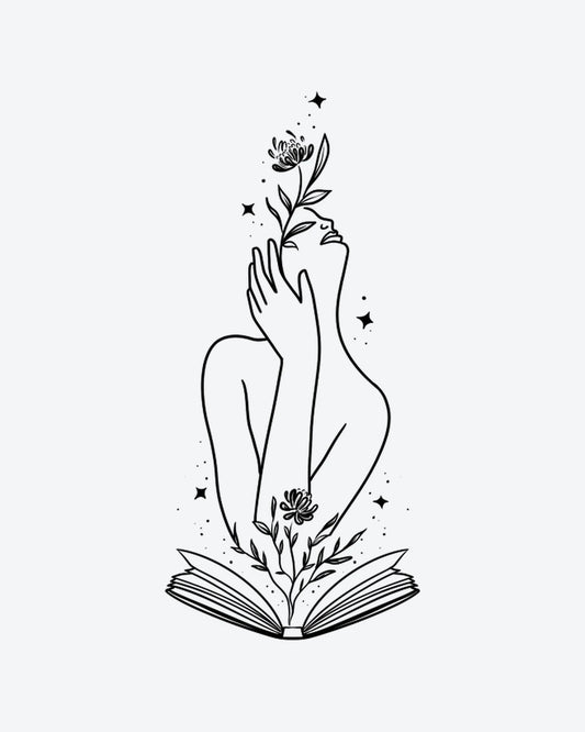 Inner Bloom 3 semi-permanent tattoo design by INKY – Fine Line, Flower, Star, Dots, Face illustration, 2 x 4 in (6x10 cm), available at inkytatt.com