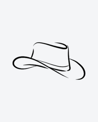 Cowboy Hat semi-permanent tattoo design by INKY – Fine Line, Silhouette illustration, 2 x 2 in (4x4 cm), available at inkytatt.com