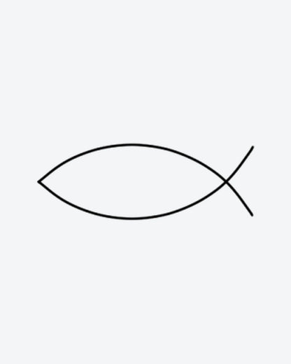 Ichthys semi-permanent tattoo design by INKY – Fine Line, Fish illustration, 0.5 x 0.5 in (1x1 cm), available at inkytatt.com