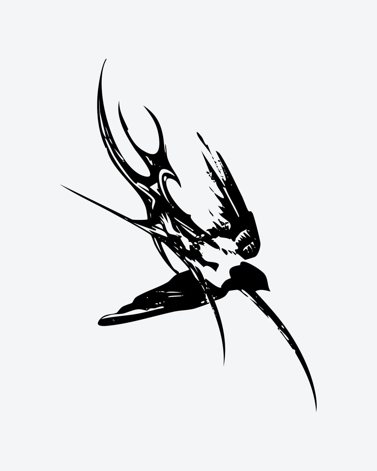 Dark Swirl semi-permanent tattoo design by INKY – Horn illustration, 3 x 4 in (7x10 cm), available at inkytatt.com