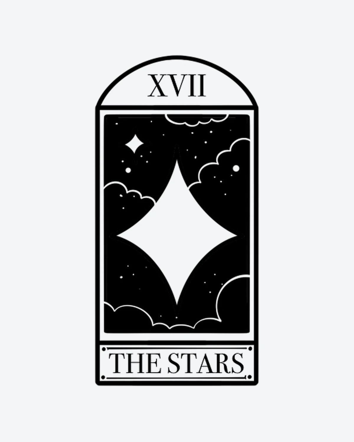 Tarot XVII semi-permanent tattoo design by INKY – Star, Dots, Cloud illustration, 2 x 4 in (6x10 cm), available at inkytatt.com
