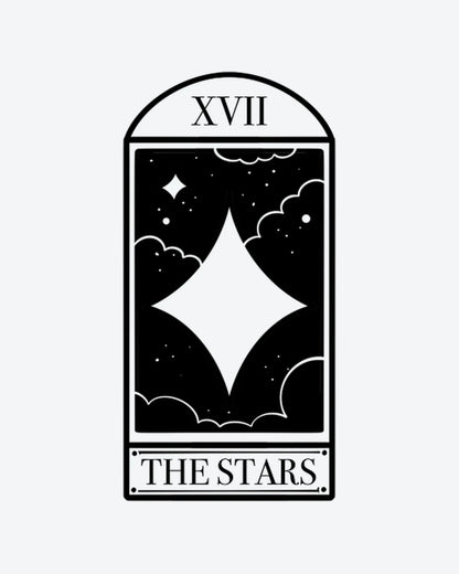 Tarot XVII semi-permanent tattoo design by INKY – Star, Dots, Cloud illustration, 2 x 4 in (6x10 cm), available at inkytatt.com