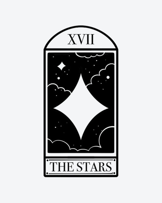 Tarot XVII semi-permanent tattoo design by INKY – Star, Dots, Cloud illustration, 2 x 4 in (6x10 cm), available at inkytatt.com
