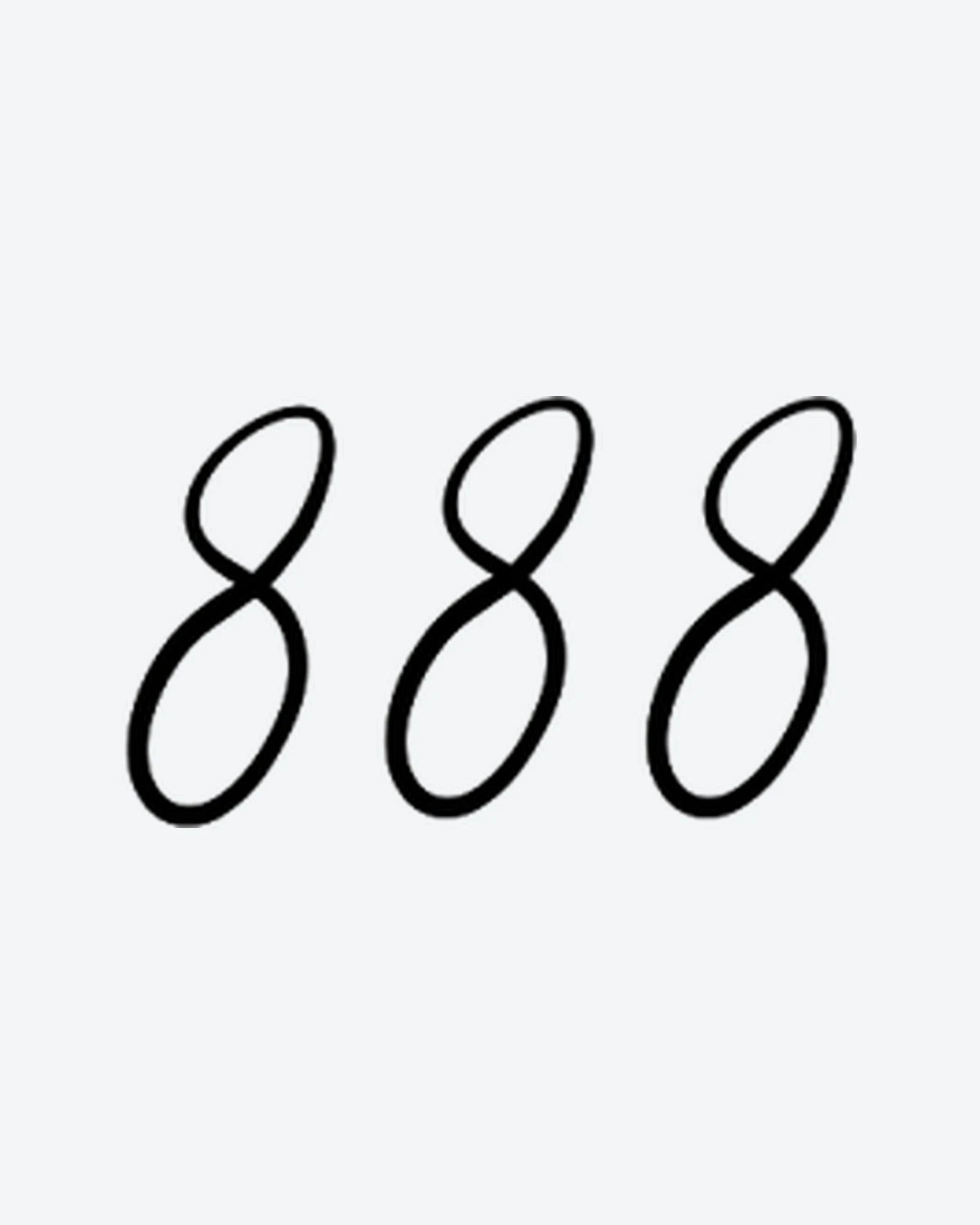Lucky 888 semi-permanent tattoo design by INKY – Fine Line illustration, 2 x 2 in (4x4 cm), available at inkytatt.com