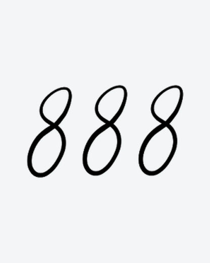 Lucky 888 semi-permanent tattoo design by INKY – Fine Line illustration, 2 x 2 in (4x4 cm), available at inkytatt.com