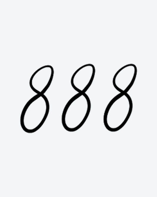 Lucky 888 semi-permanent tattoo design by INKY – Fine Line illustration, 2 x 2 in (4x4 cm), available at inkytatt.com