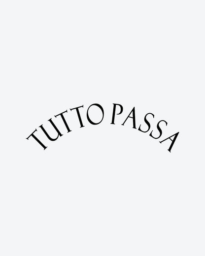 Tutto Passa semi-permanent tattoo design by INKY – Fine Line illustration, 3 x 3 in (7x7 cm), available at inkytatt.com