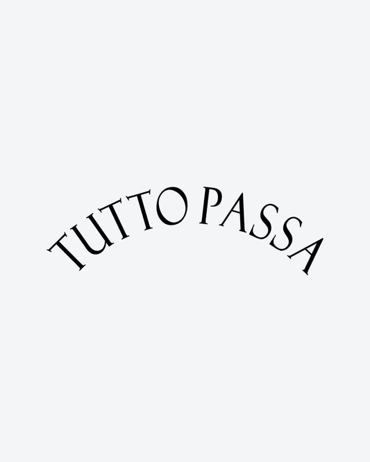 Tutto Passa semi-permanent tattoo design by INKY – Fine Line illustration, 3 x 3 in (7x7 cm), available at inkytatt.com