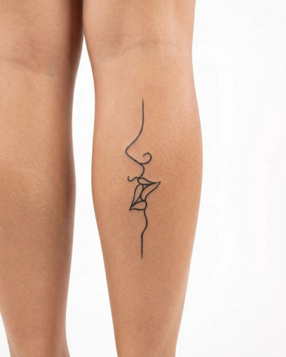 INKY Love Line 4 semi-permanent tattoo applied on a woman – 2 x 4 in (6x10 cm) design, realistic ink look, lasts 10 days