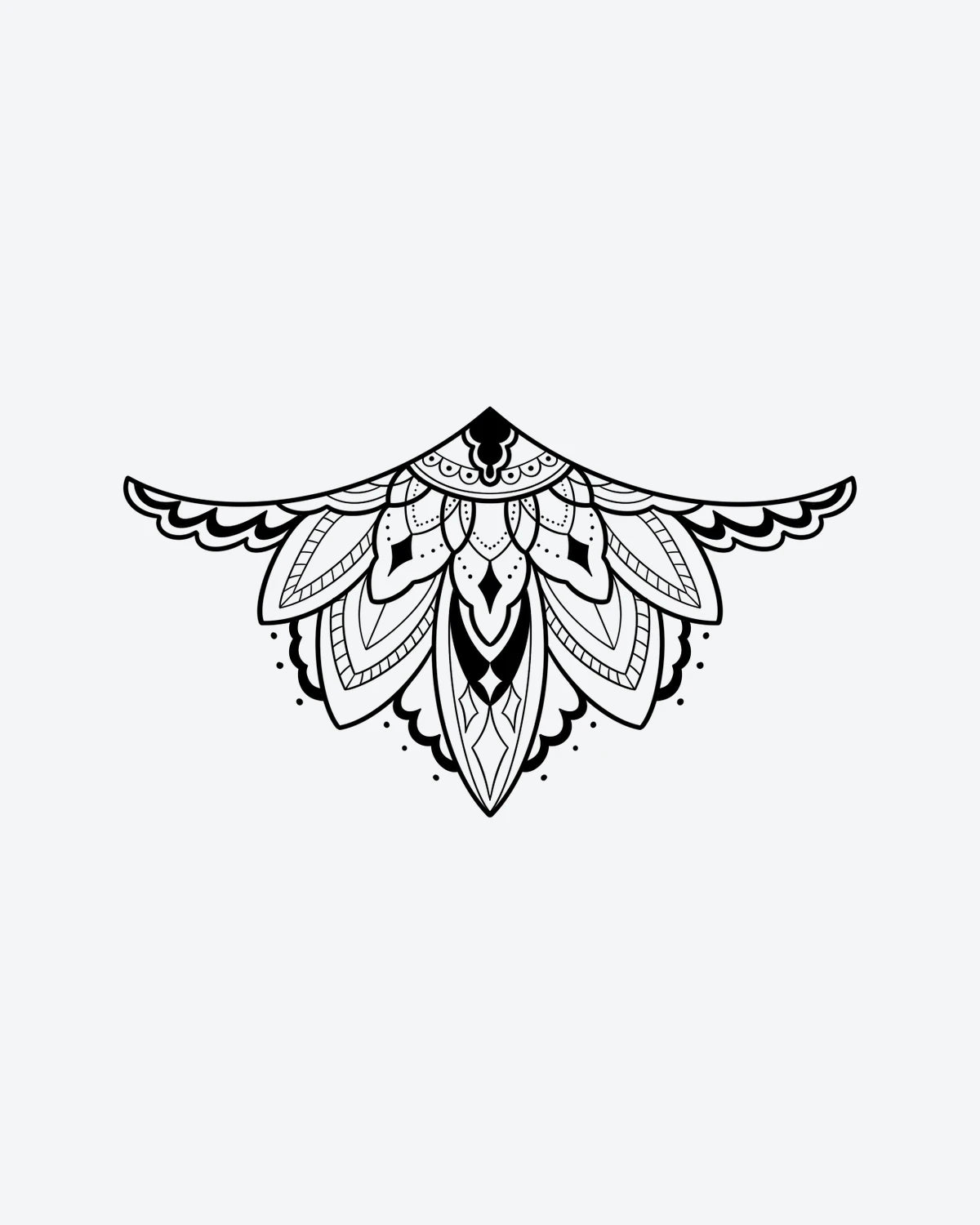Mandala Band semi-permanent tattoo design by INKY – Fine Line, Mandala, Dotwork, Pattern illustration, 4 x 7 in (10x17 cm), available at inkytatt.com