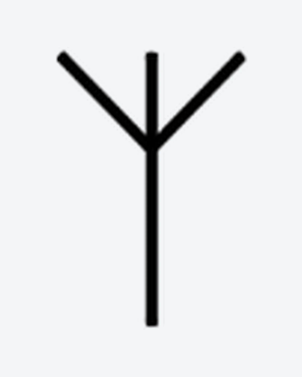Algiz Rune 2 semi-permanent tattoo design by INKY – Line Art, Geometric, Lines illustration, 0.5 x 0.5 in (1x1 cm), available at inkytatt.com