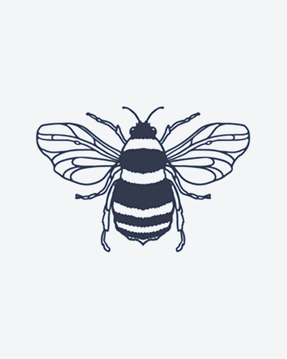 Bumblebee semi-permanent tattoo design by INKY – Wings illustration, 2 x 2 in (4x4 cm), available at inkytatt.com