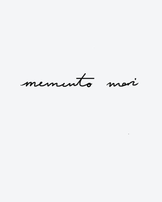 Memento Mori 3 semi-permanent tattoo design by INKY – Fine Line illustration, 2 x 2 in (4x4 cm), available at inkytatt.com