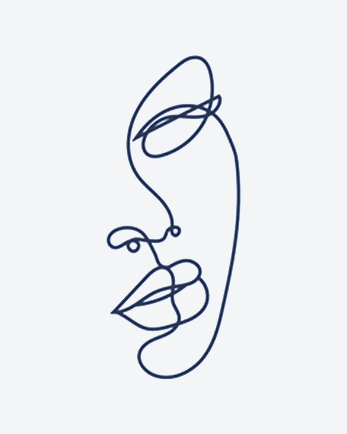 Line Art Face semi-permanent tattoo design by INKY – Fine Line, Eye, Face illustration, 0.5 x 0.5 in (1x1 cm), available at inkytatt.com