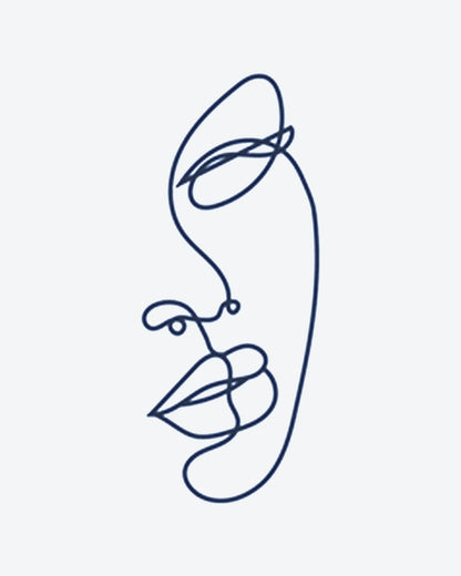 Line Art Face semi-permanent tattoo design by INKY – Fine Line, Eye, Face illustration, 0.5 x 0.5 in (1x1 cm), available at inkytatt.com