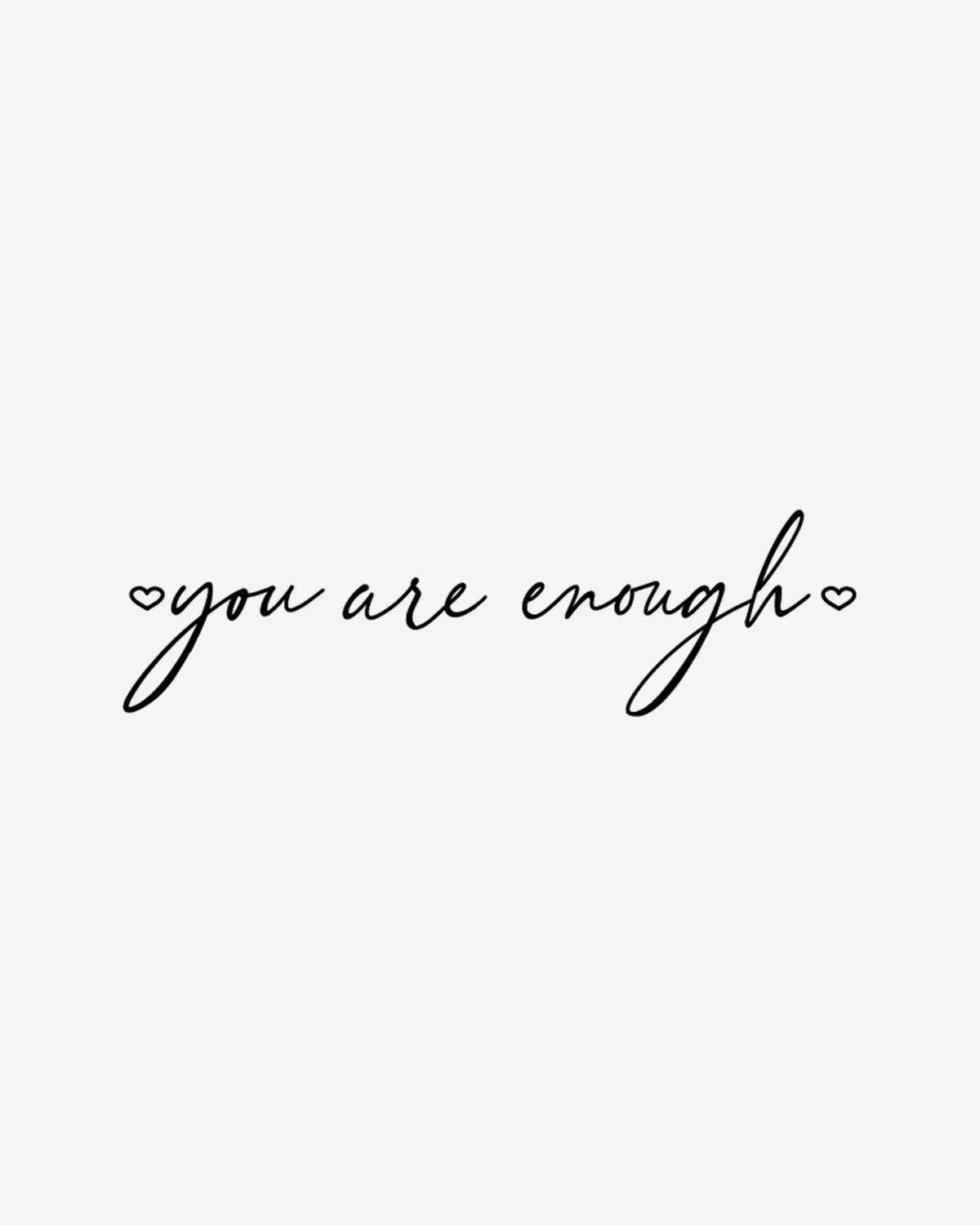 You Are Enough 2 semi-permanent tattoo design by INKY – Fine Line, Heart illustration, 2 x 4 in (6x10 cm), available at inkytatt.com
