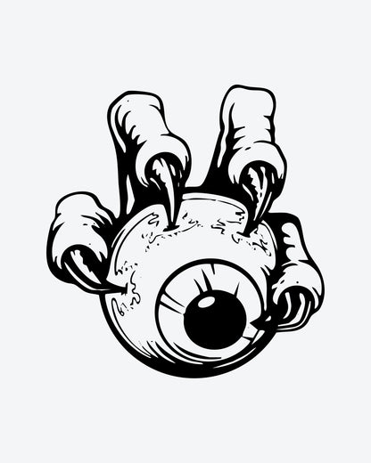 Clawed Eye semi-permanent tattoo design by INKY – Clawed Eye illustration, 2 x 2 in (4x4 cm), available at inkytatt.com
