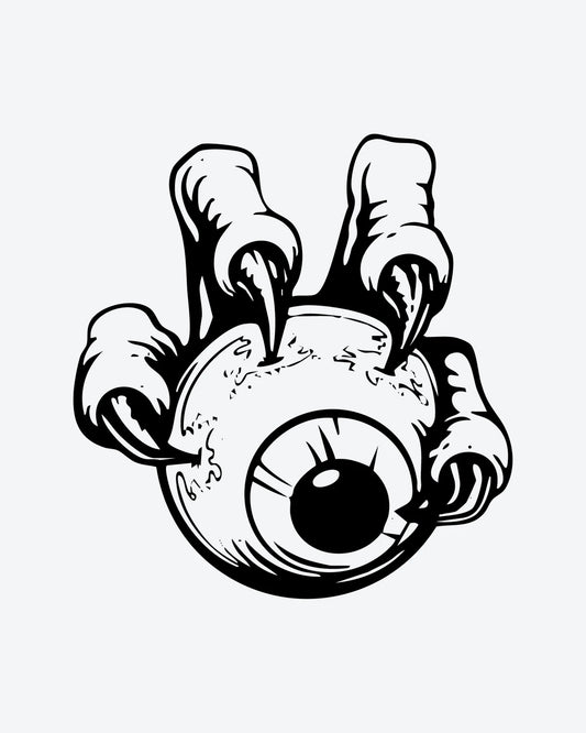 Clawed Eye semi-permanent tattoo design by INKY – Clawed Eye illustration, 2 x 2 in (4x4 cm), available at inkytatt.com