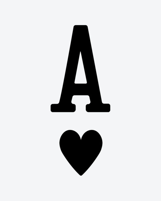 Ace of Hearts semi-permanent tattoo design by INKY – Heart illustration, 0.5 x 0.5 in (1x1 cm), available at inkytatt.com