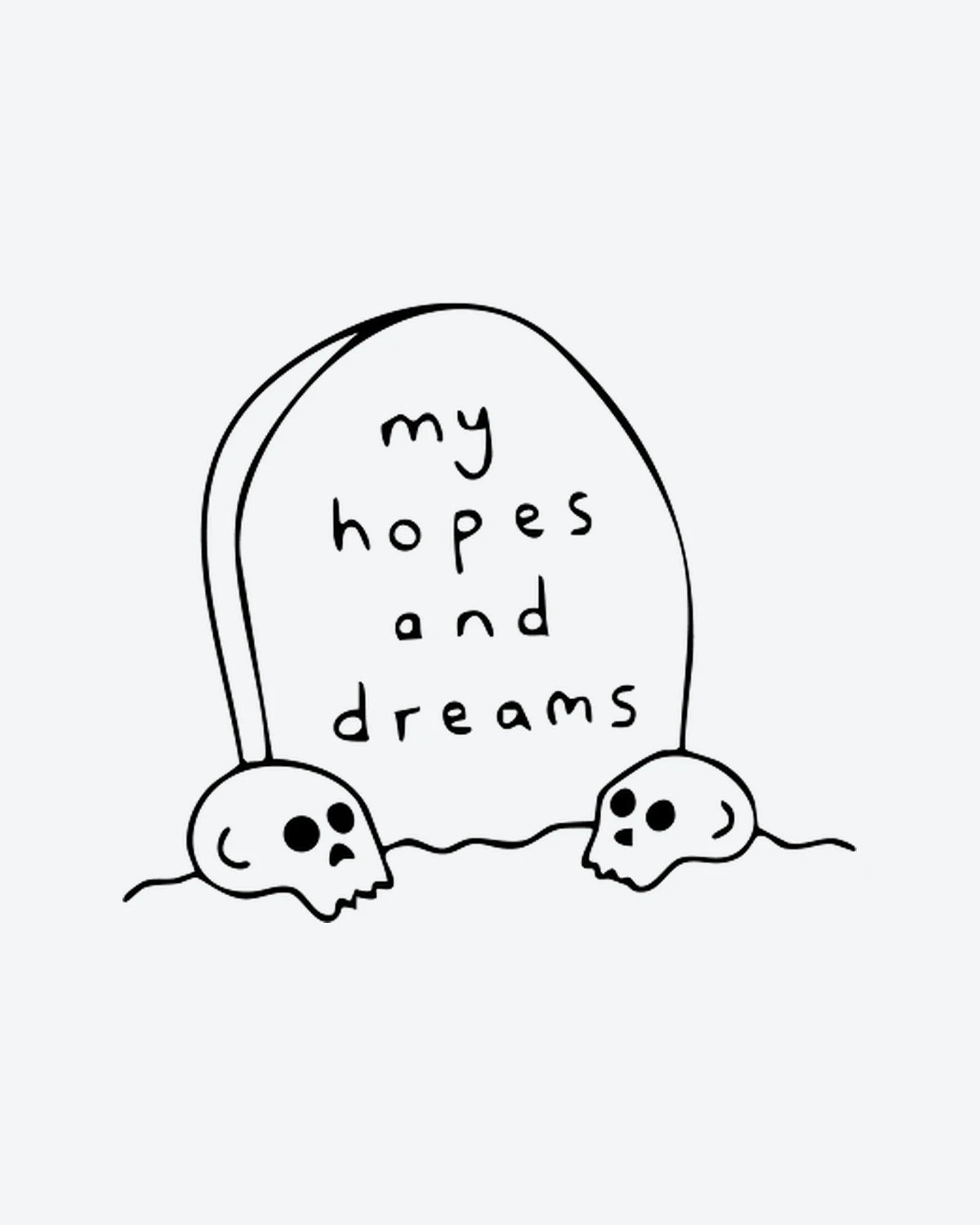 RIP Dreams semi-permanent tattoo design by INKY – Skull, Hand illustration, 0.5 x 0.5 in (1x1 cm), available at inkytatt.com
