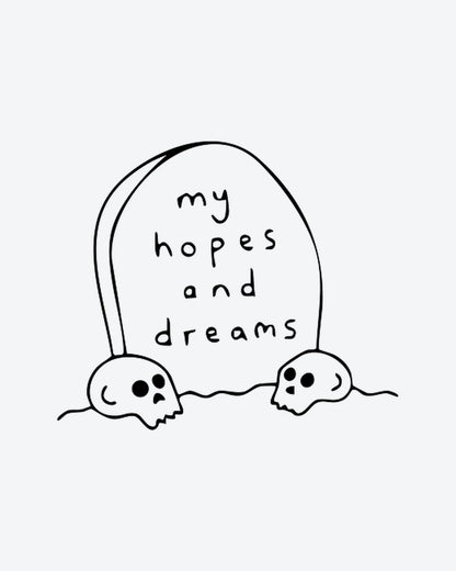 RIP Dreams semi-permanent tattoo design by INKY – Skull, Hand illustration, 0.5 x 0.5 in (1x1 cm), available at inkytatt.com