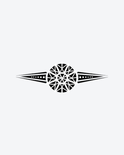 Mandala Arrow semi-permanent tattoo design by INKY – Arrow, Mandala, Triangle, Geometric, Dotwork illustration, 2 x 2 in (4x4 cm), available at inkytatt.com