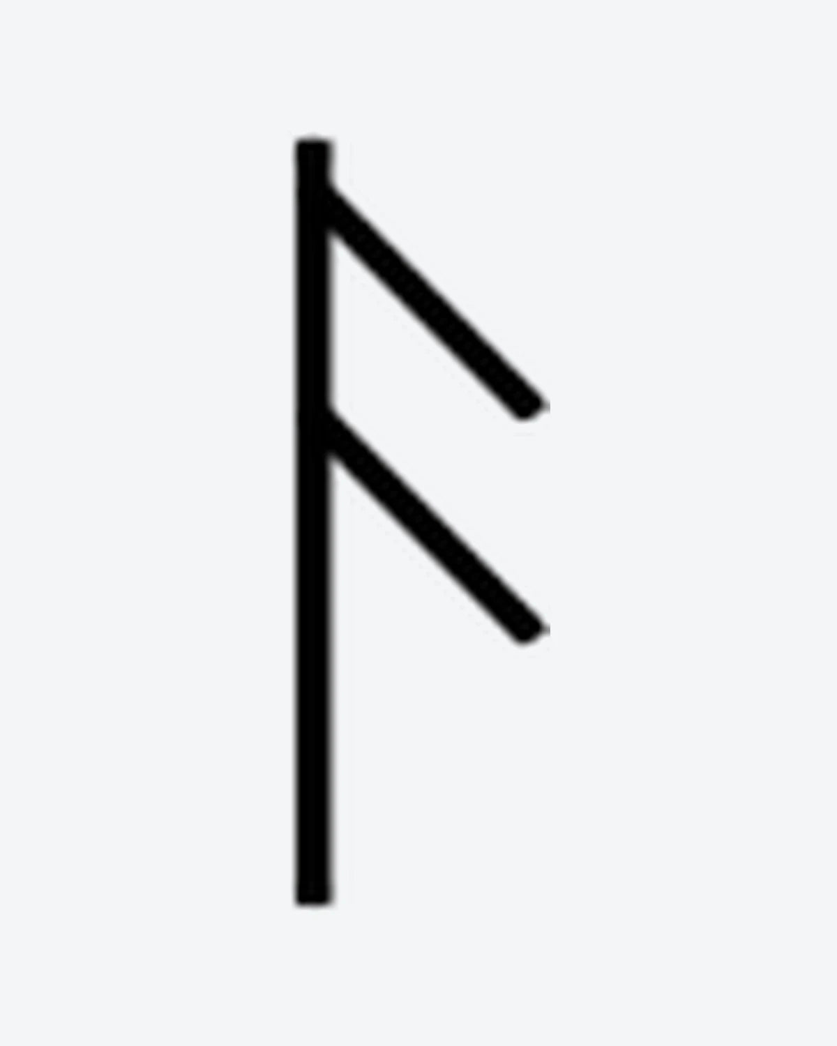 Fehu Rune 2 semi-permanent tattoo design by INKY – Fine Line, Geometric illustration, 0.5 x 0.5 in (1x1 cm), available at inkytatt.com