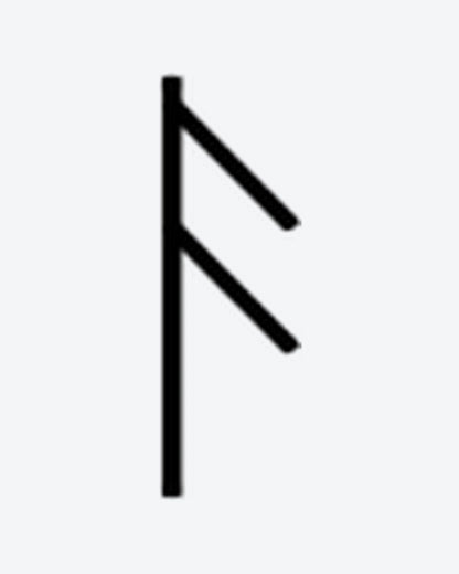 Fehu Rune 2 semi-permanent tattoo design by INKY – Fine Line, Geometric illustration, 0.5 x 0.5 in (1x1 cm), available at inkytatt.com