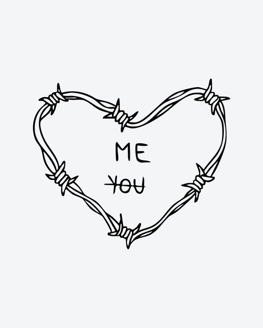 Wire Heart semi-permanent tattoo design by INKY – Heart illustration, 2 x 2 in (4x4 cm), available at inkytatt.com