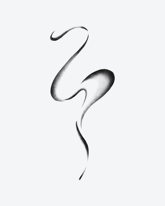 Flow Line semi-permanent tattoo design by INKY – Dotwork illustration, 4 x 7 in (10x17 cm), available at inkytatt.com