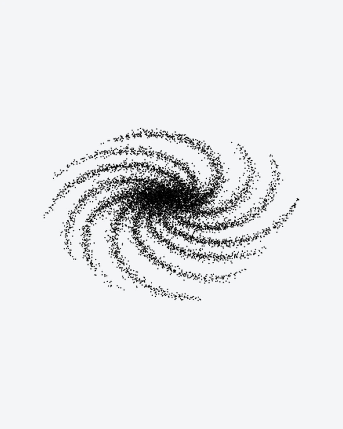 Galaxy Swirl semi-permanent tattoo design by INKY – Galaxy, Spiral, Dotwork, Pattern illustration, 3 x 3 in (7x7 cm), available at inkytatt.com