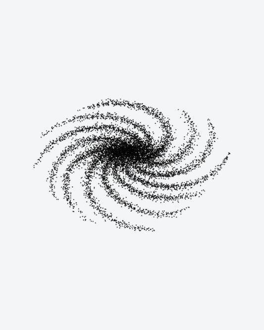 Galaxy Swirl semi-permanent tattoo design by INKY – Galaxy, Spiral, Dotwork, Pattern illustration, 3 x 3 in (7x7 cm), available at inkytatt.com